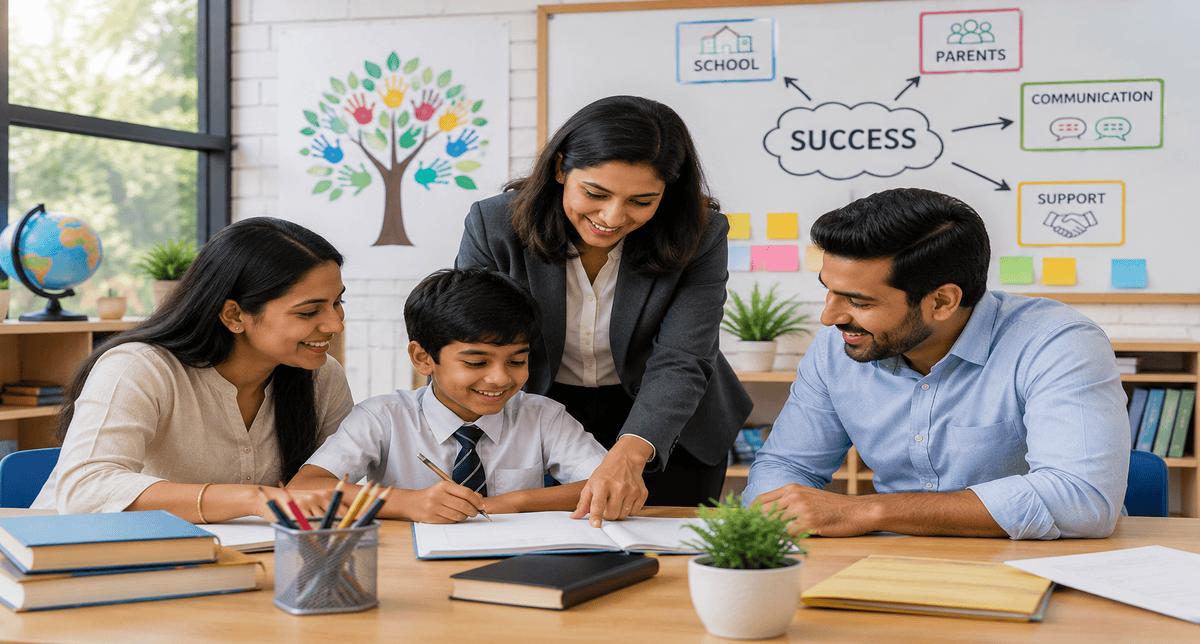 Parents and teachers working together to support student success at Ayana International School.